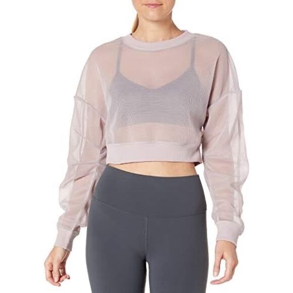 ALO Yoga Row Long Sleeve Crop Top XS Lavender Cloud - Picture 1 of 6